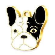 24 Ayar Altın Kaplama French Bulldog Köpek Künyesi (Siyah Maskeli)