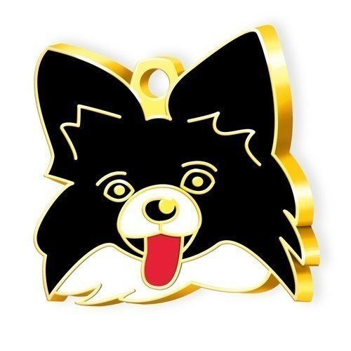 Dalis Altın Papillon Köpek Künyesi (SiyahBeyaz)