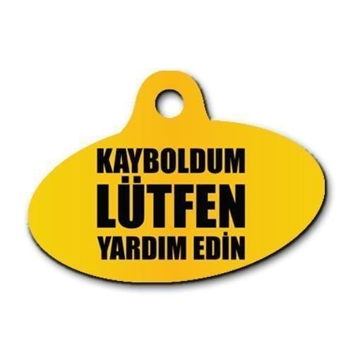 Dalis Pet Tag - Kayboldum Lütfen Yardım Edin Desenli Elips Kedi Köpek Künyesi
