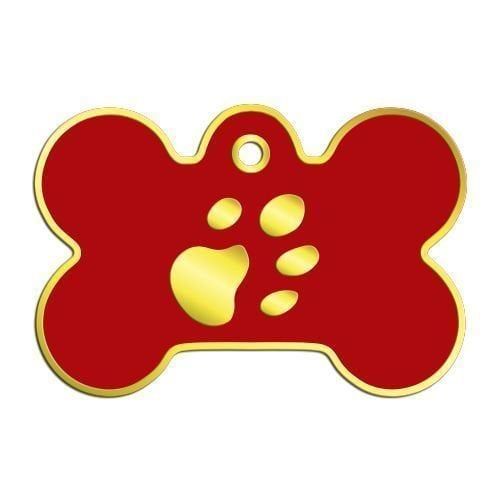 Dalis Altın Kaplama Köpek Künyesi Büyük Kırmızı Kemik