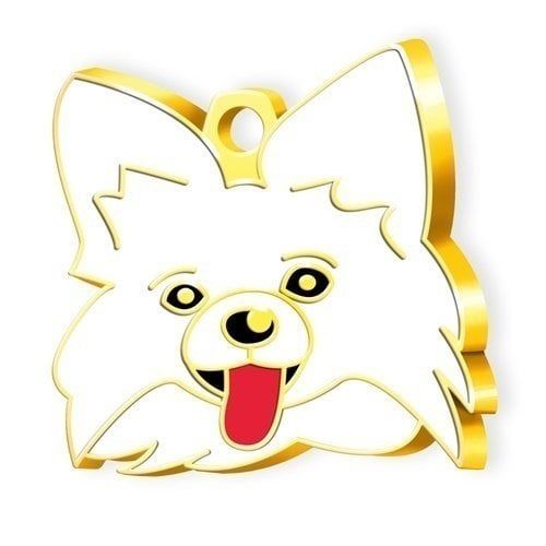 Dalis Altın Papillon Köpek Künyesi (Beyaz)
