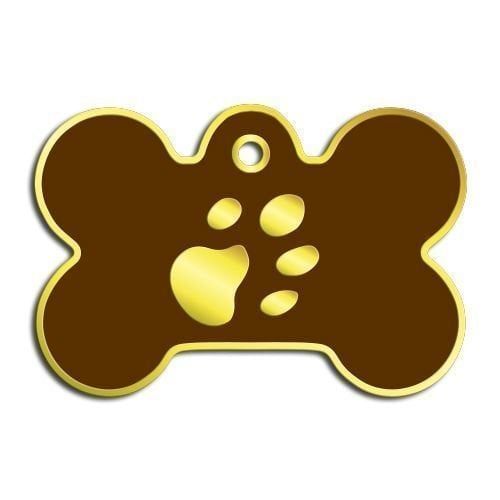 Dalis Kemik Şeklinde Altın Kaplama  Büyük Köpek Künyesi Kahverengi