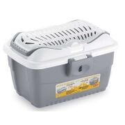 Stefanplast Mini Gulliver Küçük Hayvan Taşıma Kafesi Gri Beyaz 40 x 30 x 24 cm