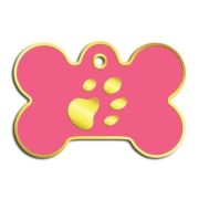 Dalis Pet Tag - Kemik Şeklinde Altın Kaplama  Büyük Köpek Künyesi (Pembe)