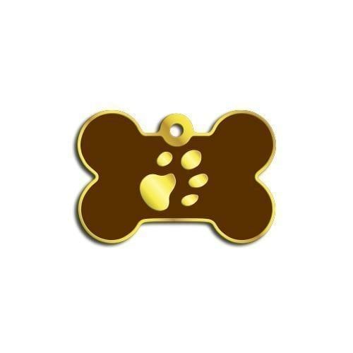 Dalis Pet Tag - Kemik Şeklinde Altın Kaplama  Küçük Köpek Künyesi (Kahverengi)
