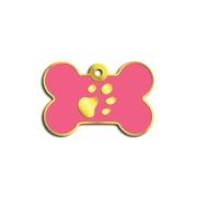 Dalis Pet Tag - Kemik Şeklinde 24 Ayar Altın Kaplama  Küçük Köpek Künyesi (Pembe)