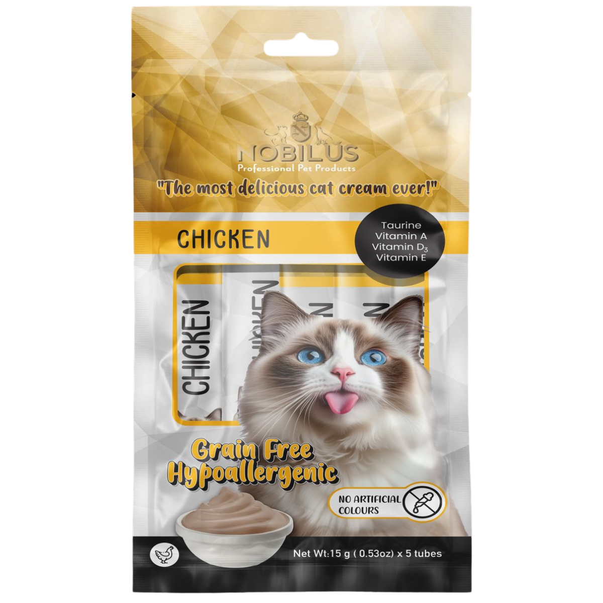 NOBILUS Tavuklu Kedi Krem Ödül Maması 5 x 15 gr