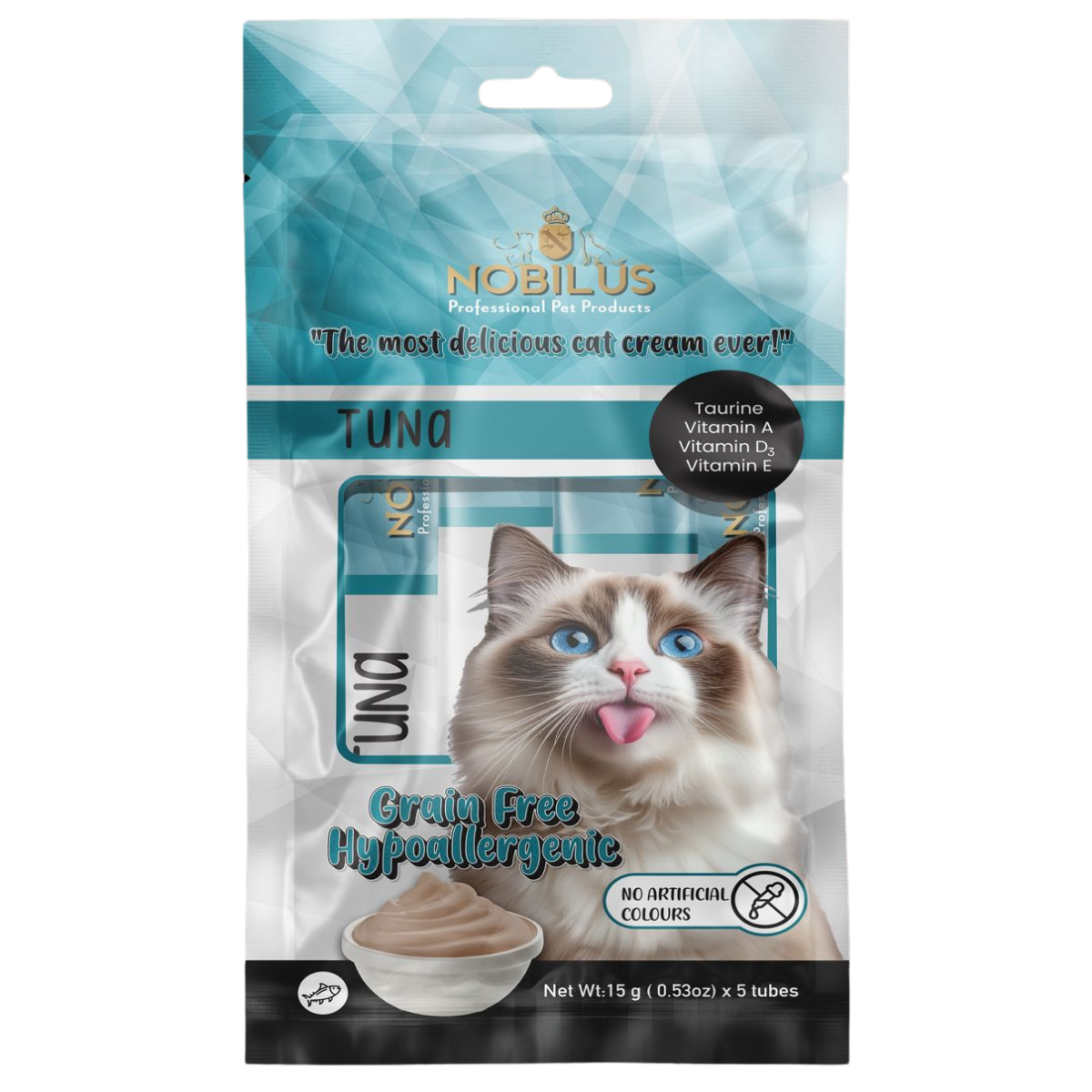 NOBILUS Ton Balıklı Kedi Krem Ödül Maması 5 x 15 gr