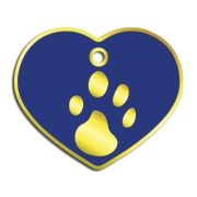 Dalis Pet Tag - Kalp Şeklinde 24 Ayar Altın Kaplama  Büyük Köpek Künyesi (Lacivert)