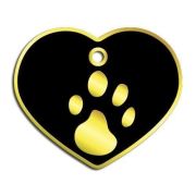 Dalis Pet Tag - Kalp Şeklinde 24 Ayar Altın Kaplama  Büyük Köpek Künyesi (Siyah)