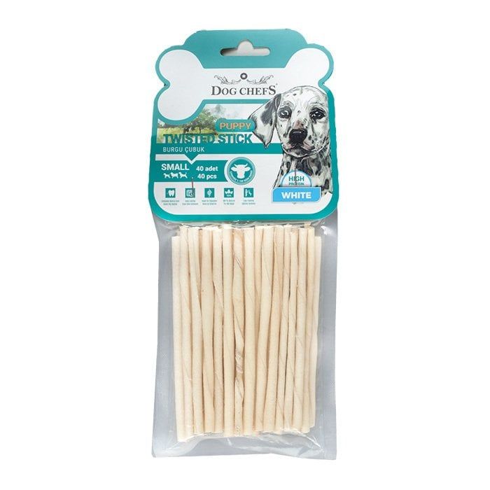 Dog Chefs Burgulu İnce Puppy Beyaz 40 lı Paket