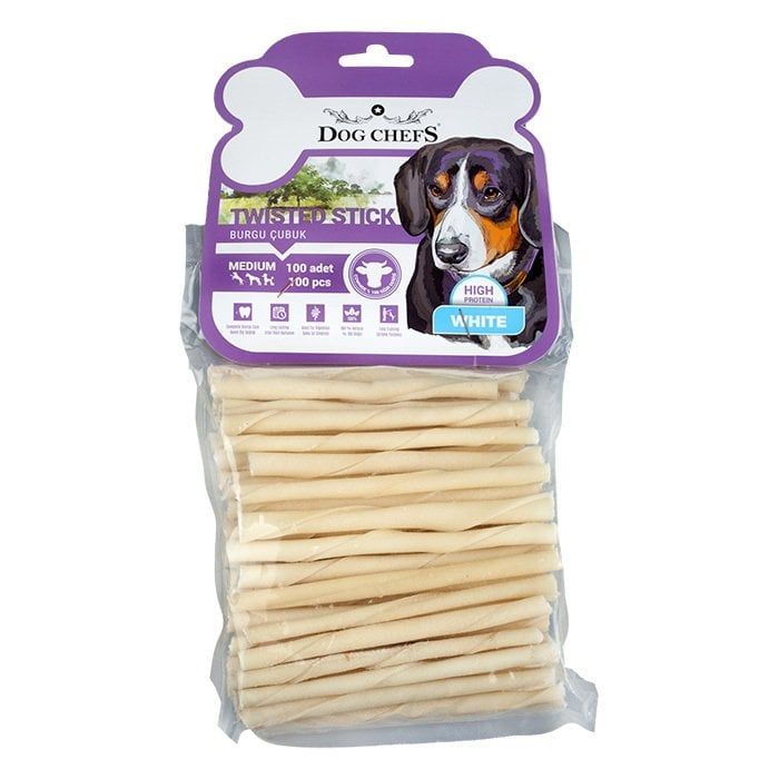 Dog Chefs Burgulu Kalın Beyaz 100 lü Paket