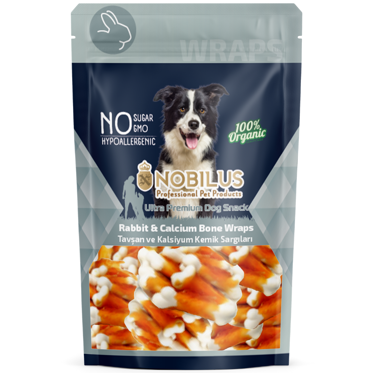 NOBILUS Tavşan Sargılı Kalsiyum Kemik Köpek Ödül Maması 80 gr