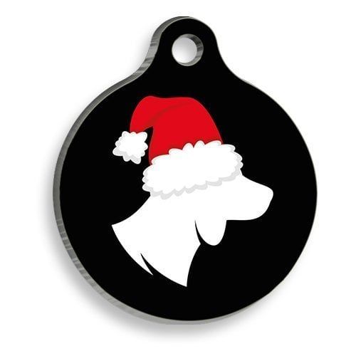 Pet Tag Art - Christmas Serisi Beagle Siluet Yuvarlak Kedi ve Köpek Künyesi