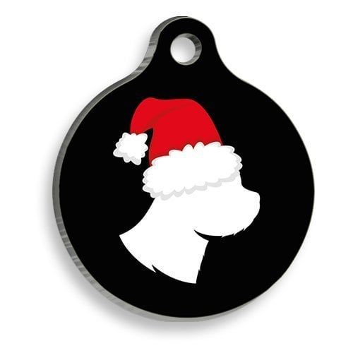 Pet Tag Art - Christmas Serisi Yorkie Siluet Yuvarlak Kedi ve Köpek Künyesi