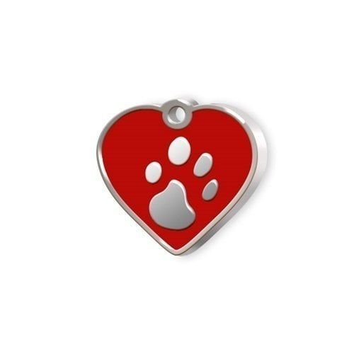 Kalp Şeklinde Mineli Küçük Köpek Künyesi Kırmızı