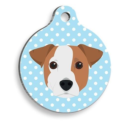 Pet Tag Art - Irklara Özel Seri Puantiyeli Jack Russel Yuvarlak Köpek Künyesi