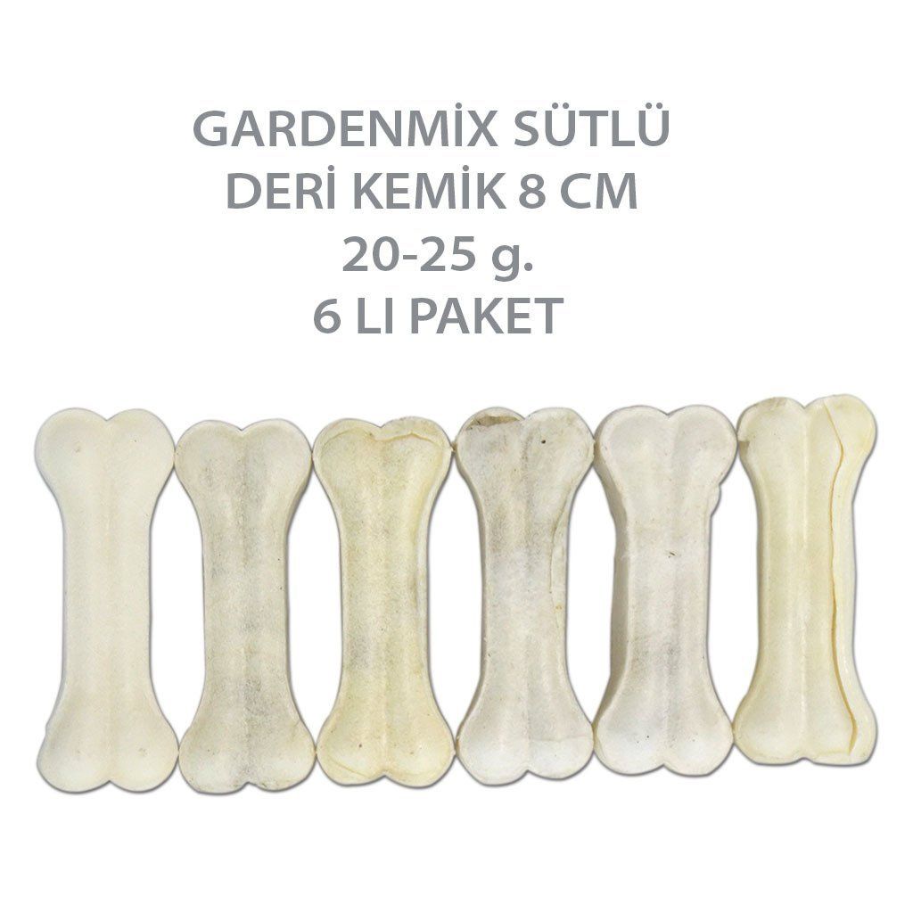 Garden Mix Sütlü Deri Kemik Köpek Ödülü 8 cm 20-25 gr. 6 Adet