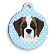 Pet Tag Art Mavi Puantiyeli Saint Bernard Yuvarlak Köpek Künyesi