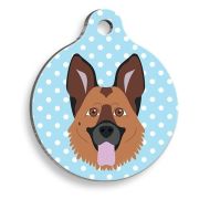 Pet Tag Art Mavi Puantiyeli Alman Kurdu Yuvarlak Köpek Künyesi