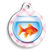 Pet Tag Art Balıklı Yuvarlak Kedi Künyesi