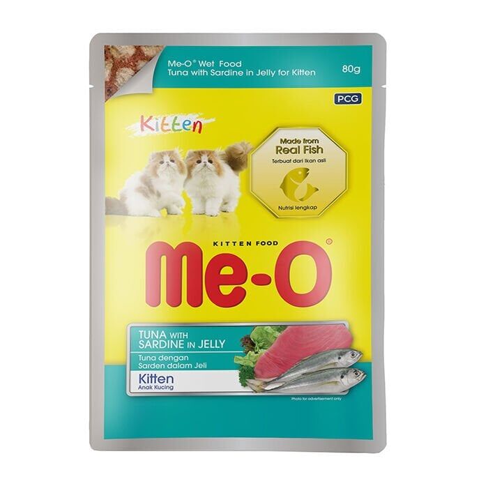Me-O 7313-Pouch-Kitten-Sardalya&Ton Balığı 80Gr/12