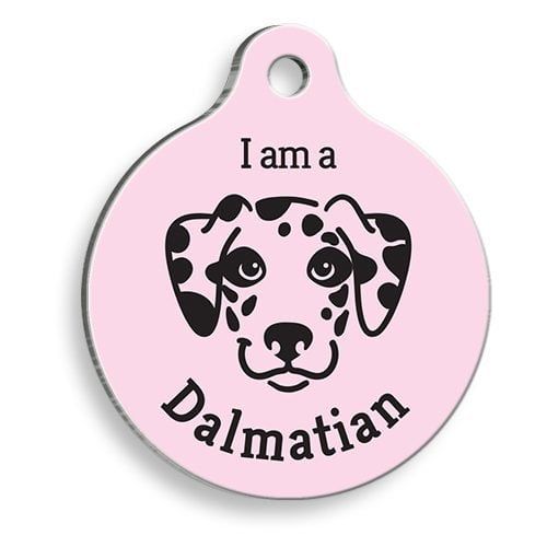 Pet Tag Art Pembe Dalmaçyalı Yuvarlak Köpek Künyesi