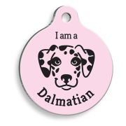 Pet Tag Art Pembe Dalmaçyalı Yuvarlak Köpek Künyesi