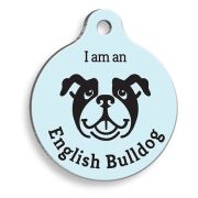 Pet Tag Art Mavi English Bulldog Yuvarlak Köpek Künyesi