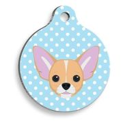 Pet Tag Art Pet Tag Art - Chihuahua Mavi  Puantiyeli Yuvarlak Kedi ve Köpek Künyesi