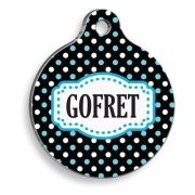 Pet Tag Art Mavi Beyaz Puantiyeli Yuvarlak Kedi ve Köpek Künyesi