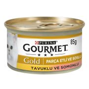 Purina Gourmet Parça Etli Somonlu Tavuklu Konserve Kedi Maması 85 gr