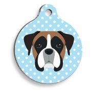 Pet Tag Art Mavi Puantiyeli Boxer Yuvarlak Köpek Künyesi