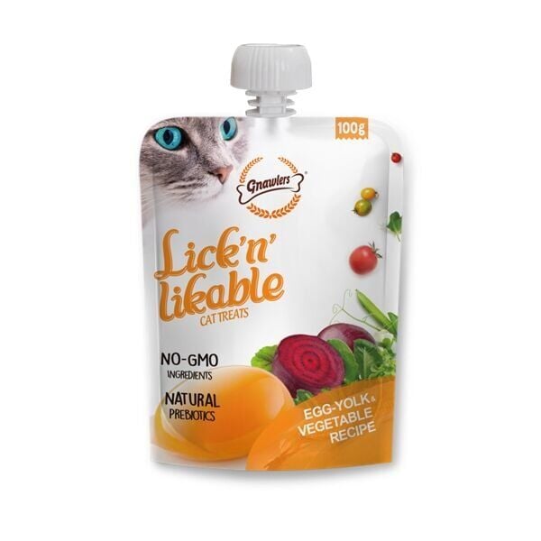 Gnawlers Creamy Lickable Yumurta Sarılı ve Sebzeli Sıvı Kedi Ödülü 100 Gr x 8’li Paket
