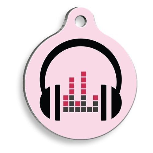 Pet Tag Art Kulaklıklı Yuvarlak Kedi ve Köpek Künyesi