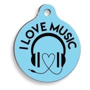 Pet Tag Art Müziği Seviyorum Yuvarlak Kedi ve Köpek Künyesi