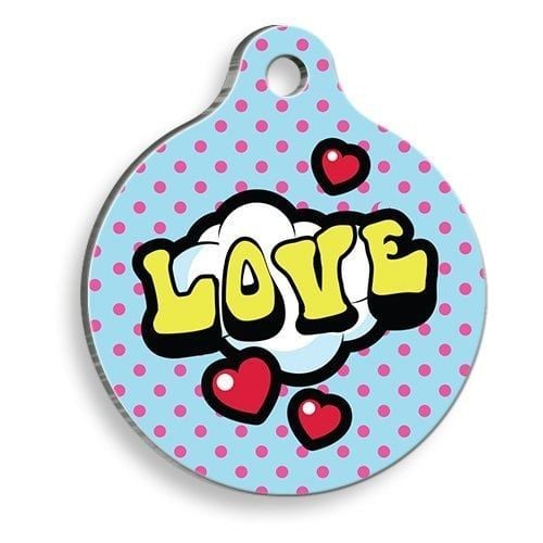 Pet Tag Art Puantiyeli Aşk Yuvarlak Kedi ve Köpek Künyesi