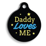 Pet Tag Art Daddy Siyah Yuvarlak Kedi ve Köpek Künyesi
