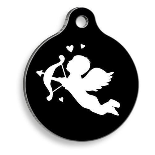 Pet Tag Art Eros Siyah Yuvarlak Kedi ve Köpek Künyesi