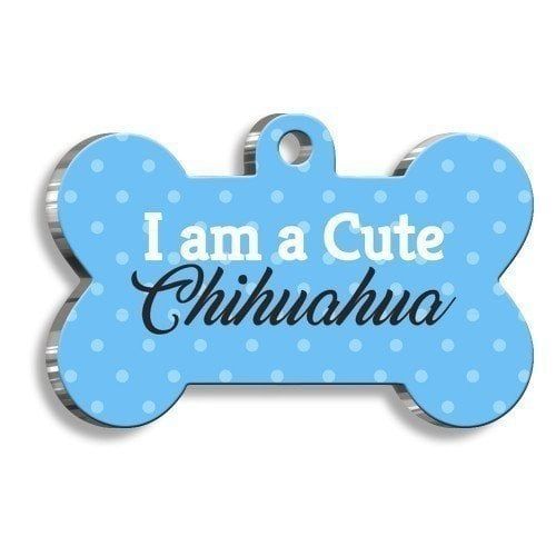 Pet Tag Art Chihuahua Mavi Kemik Şekilli Köpek Künyesi