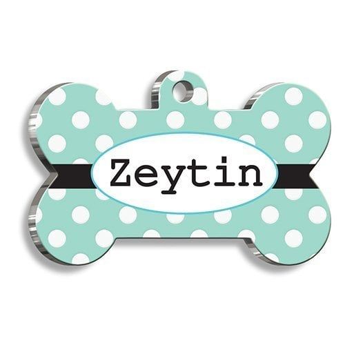 Pet Tag Art Puantiyeli Şeritli Kemik Şekilli Köpek Künyesi