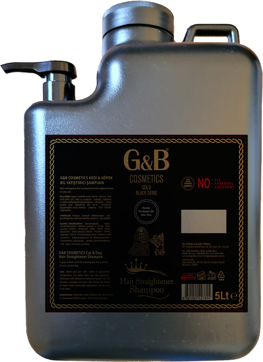 G & B Kıl Yatıştırıcı Pet Şampuan 5 L