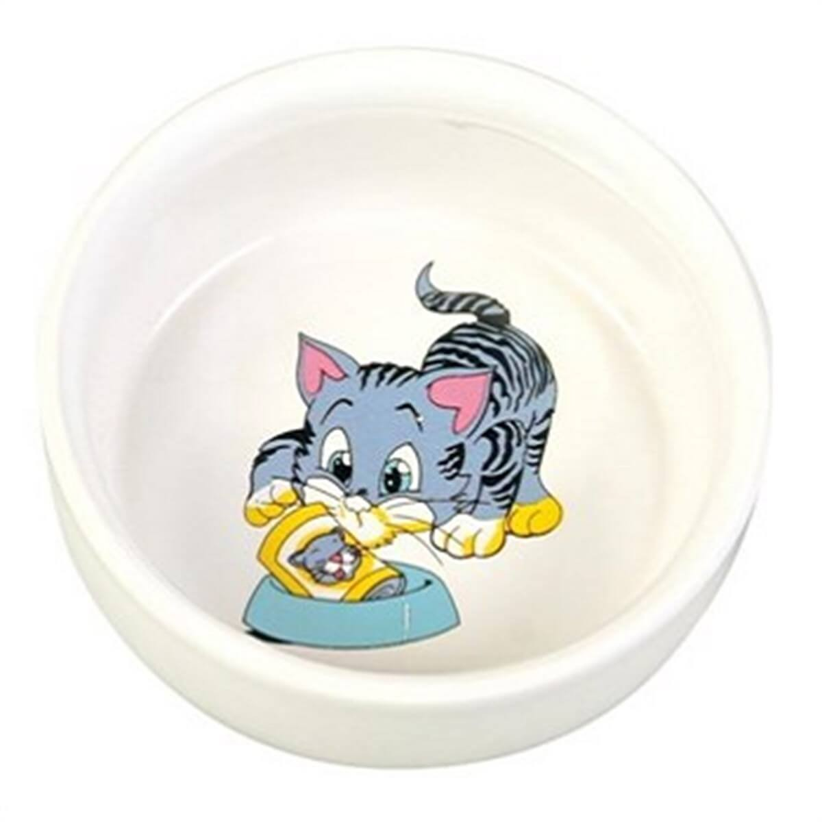 Kedi Mama Kabı Seramik Trixie Mama ve Su Kabı 0,3 L 11 cm Beyaz