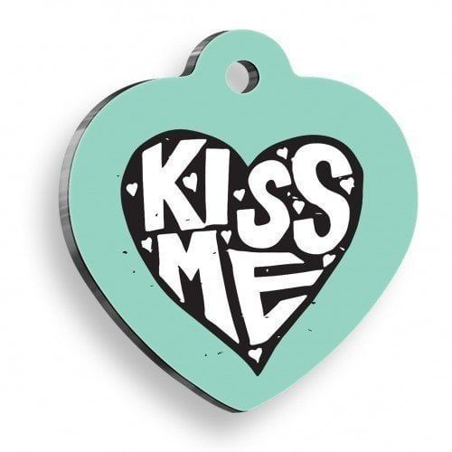 Pet Tag Art Kiss Me Kalp Kedi ve Köpek Künyesi