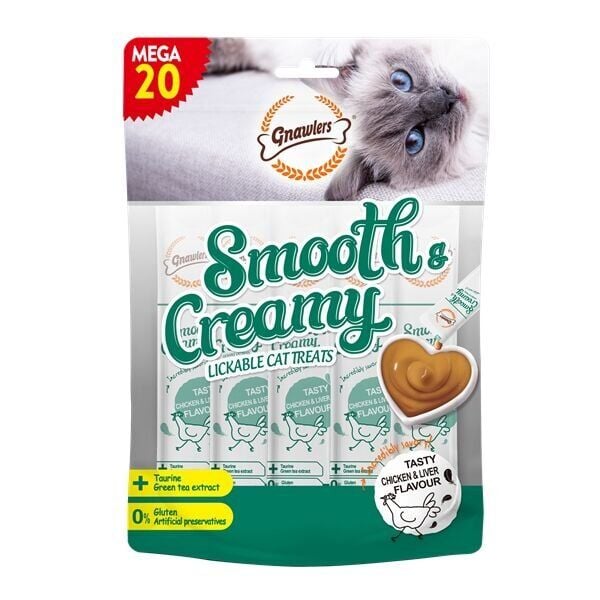 Gnawlers Cat Creamy Chicken Liver 15 gr x 20 Adet Tavuklu Ciğerli Kedi Krema