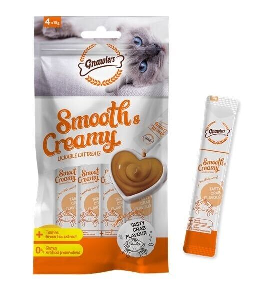 Gnawlers Cat Creamy Crab 4 x 15 gr 12 Paket Yengeçli Kedi Krema