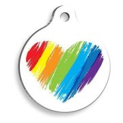 Pet Tag Art Gökkuşağı Kalp Yuvarlak Kedi ve Köpek Künyesi