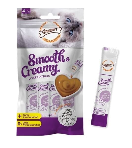 Gnawlers Cat Creamy Salmon 15 gr x 4 Adet 12 Paket Somonlu Kedi Krema