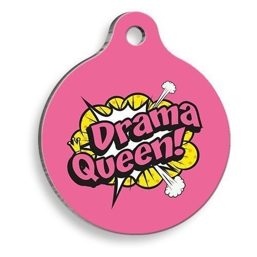 Pet Tag Art Drama Queen Yuvarlak Kedi ve Köpek Künyesi