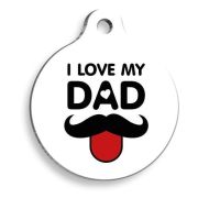 Pet Tag Art Bıyıklı Baba Beyaz Yuvarlak Kedi ve Köpek Künyesi